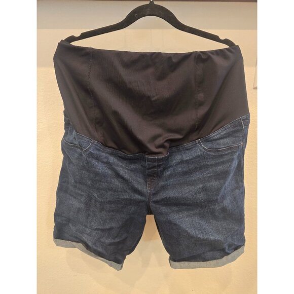 Isabel Maternity Bermuda Jean Shorts With Over-The-Belly Panel Size 18 - Picture 1 of 4